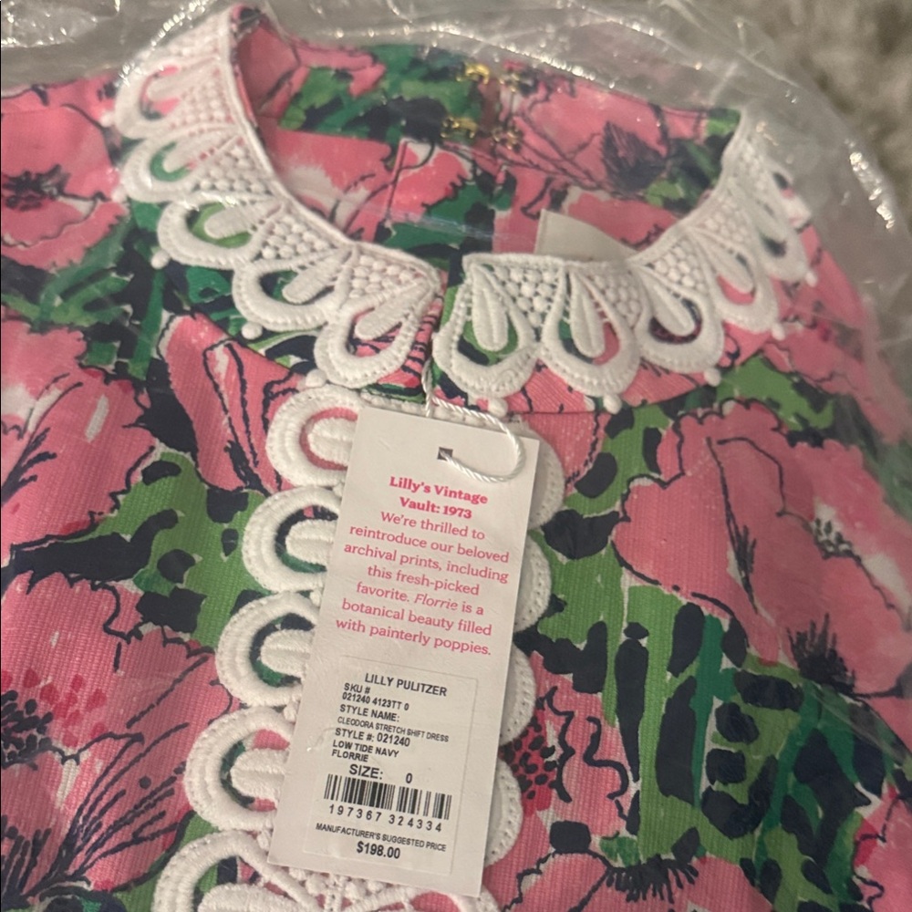 Lilly Pulitzer Pink and Green Floral Dress size 0 $125